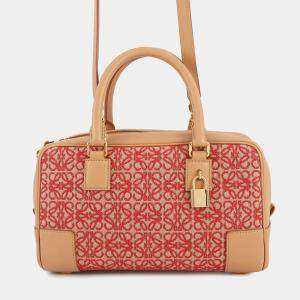 Pre Owned حقيبة لويفي أمازونا أناغرام قماش وجلد عجل وردي/صحراوي دافئ مقاس ٢٣