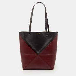 مملوكة مسبقًا حقيبة يد لويفي لغز قابلة للطي جلد لامع مزدوج اللون أسود / أحمر متوسط الحجم