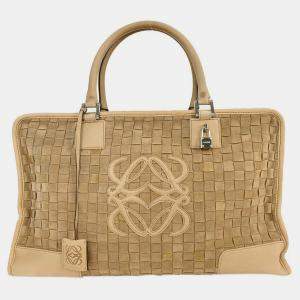 Pre Owned Loewe Beige Suede Amazona 44 Handbag