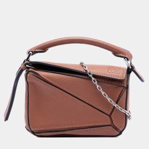 Pre Owned حقيبة ساتشل لويفي لغز جلد عجل بني نانو