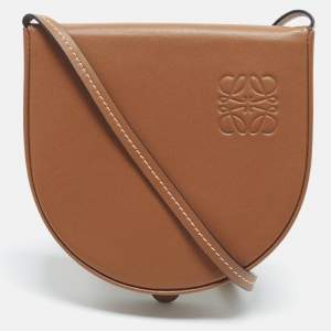 Pre Owned Loewe Mini Heel Brown Leather Crossbody Bag