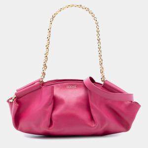 Pre Owned Loewe Pink Leather Paseo Chain Satchel