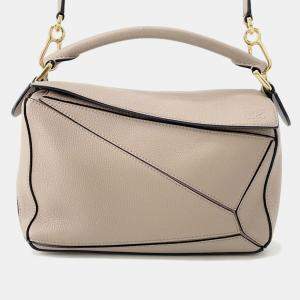 Pre Owned Loewe Puzzle Bag Shoulder Bag Beige Leather Size Small