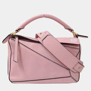 Pre Owned Loewe Anagram Puzzle Bag Small Pink Leather 2-Way Handbag/Shoulder Bag