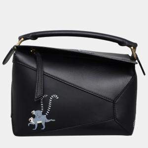 مملوكة مسبقًا Loewe x Suna Fujita Lemur Small Black Puzzle Bag