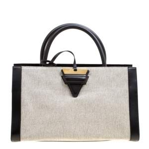 Loewe Black/Monochrome Canvas and Leather Barcelona Top Handle Bag