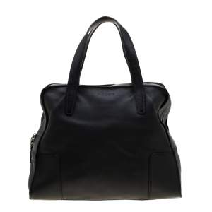 Pre Owned Loewe Black Leather Zipper Tote