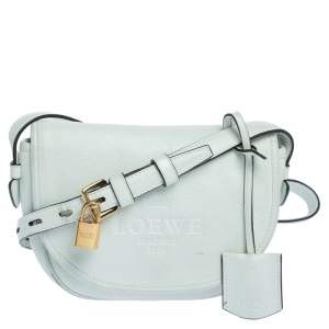 Loewe White Leather Mini Logo Crossbody Bag