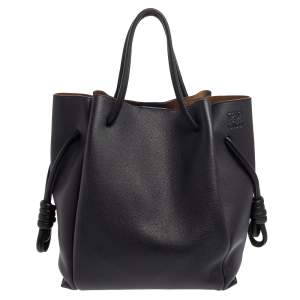Pre Owned Loewe Midnight Blue/Black Leather  Flamenco Knot Tote