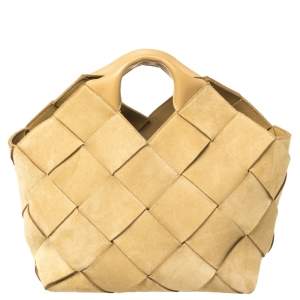 Pre Owned Loewe Beige Woven Suede and Leather Basket Tote