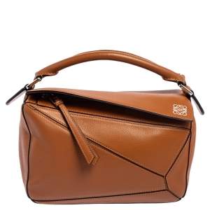 Pre Owned Loewe Brown Leather Small Puzzle Shoulder Bag