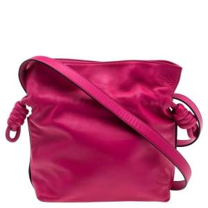 Pre Owned Loewe Pink Leather Flamenco Knot Shoulder Bag