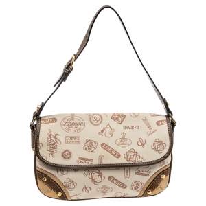 Pre Owned Loewe Multicolor Signature Printed Canvas, Suede and Leather Shoulder Bag