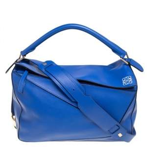 Loewe Royal Blue Leather Large Puzzle Bag