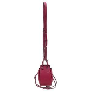 Pre Owned Loewe Burgundy Leather Mini Hammock Drawstring Bag