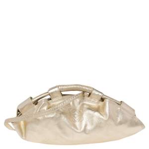 Pre Owned Loewe Pale Gold Leather Aire Crossbody Bag