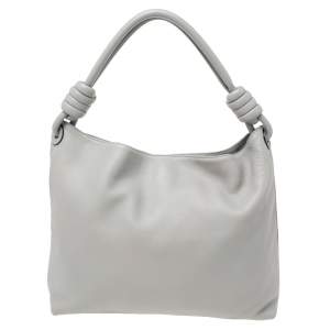 Loewe Grey Leather Flamenco Knot Hobo