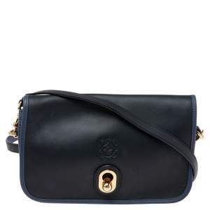 Pre Owned Loewe Black/Blue Leather Ines Shoulder Bag