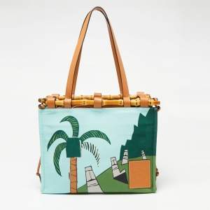 Pre Owned Loewe Multicolor Canvas Ken Price Easter Island Bamboo Tote