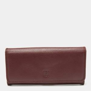 Loewe Bordeaux Leather Flap Continental Wallet