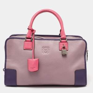 Pre Owned Loewe Tri Color Leather Amazona Satchel