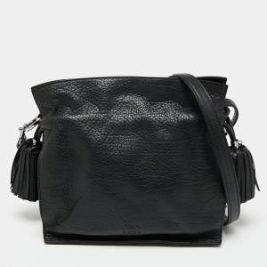 Pre Owned Loewe Black Leather Flamenco Crossbody Bag