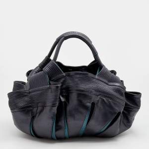 Pre Owned Loewe Metallic Blue Leather Special Edition Satchel