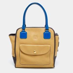 Loewe Tricolor Pebbled Patent and Leather Front Pocket Satchel