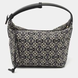 Pre Owned Loewe Dark Blue Canvas Small Cubi Shoulder Bag