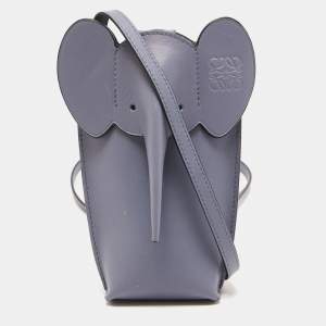 Loewe Grey Leather Elephant Pocket Pouch Crossbody Bag