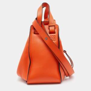 Pre Owned Loewe Orange Leather Small Hammock Drawstring Bag