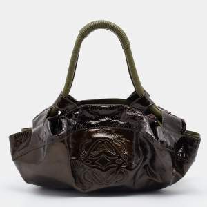 Loewe Olive Green Patent Leather Aire Hobo