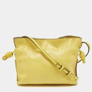 Loewe Yellow Snakeskin Flamenco Shoulder Bag