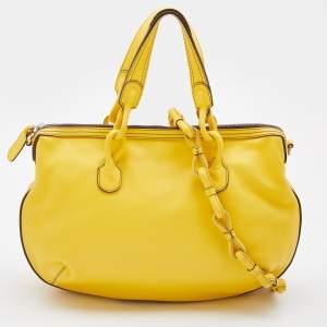 Loewe Yellow Leather Logo Embossed Hobo