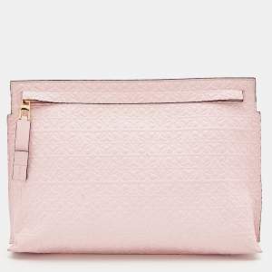 Loewe Pink Embossed Leather Anagram T Pouch