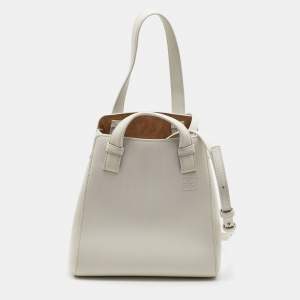 Loewe White Leather Hammock Nugget Tote