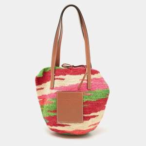 LOEWE Shigra Pattern Woven Straw Basket Bag