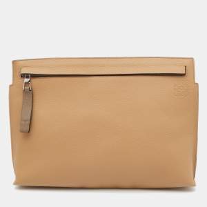 Loewe Beige/Grey Leather T Slim Pouch