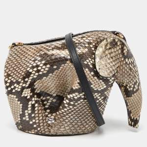 Loewe Brown Python Elephant Shoulder Bag