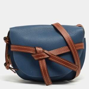 Loewe Blue/Brown Leather Gate Shoulder Bag