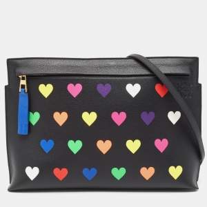 Loewe Black Heart Printed Leather T Slim Pouch