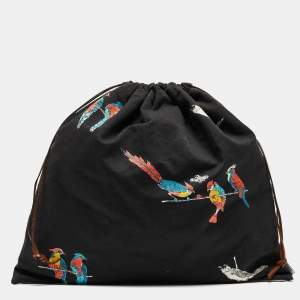 Loewe Black/White Canvas Parrot Drawstring Pouch