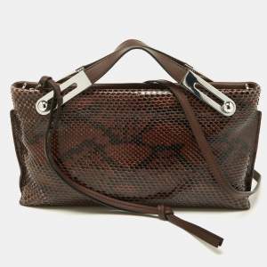 Loewe Brown Python and Leather Missy Crossbody Bag