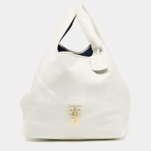 Loewe White Leather Calle Hobo