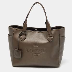 Loewe Metallic Brown Leather Heritage Shopper Tote