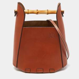 Loewe Brown Leather Bamboo Bucket Bag