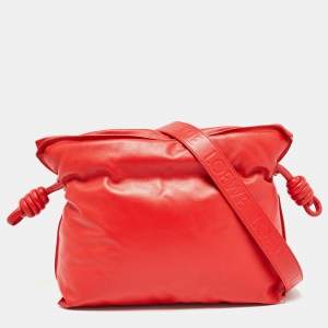 Loewe Red Leather Medium Flamenco Clutch Bag