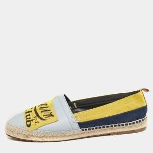 Loewe Multicolor Leather and Suede Club Logo Espadrille Flats Size 41