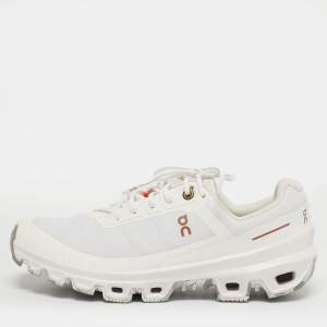 مملوكة مسبقًا حذاء رياضي لووي x أون قماش أبيض Cloudventure بأربطة مقاس 37.5