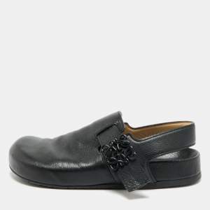 Pre Owned Loewe Ease Size 40 Black Leather Slingback Sandals